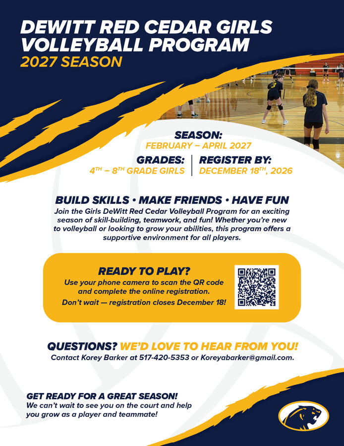 Dewitt RC Volleyball Sign-up Flyer Dewitt RC Volleyball Sign-up Flyer