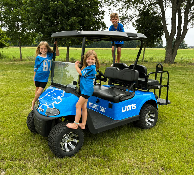 Detroit Lions Golf Cart Wrap Design with Kids Detroit Lions Golf Cart Wrap Design with Kids